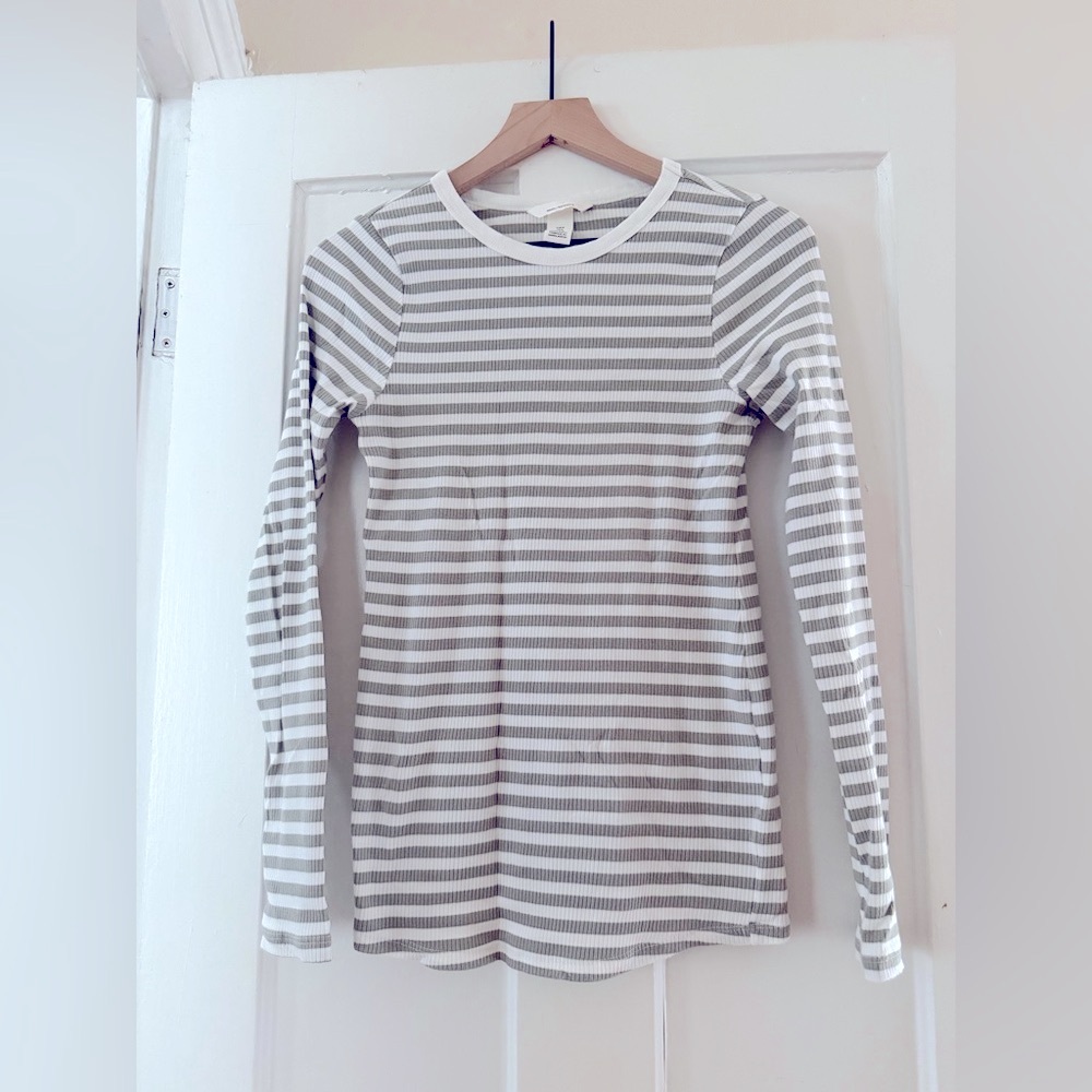 H&M Mama Maternity Striped Ribbed Long Sleeve, S